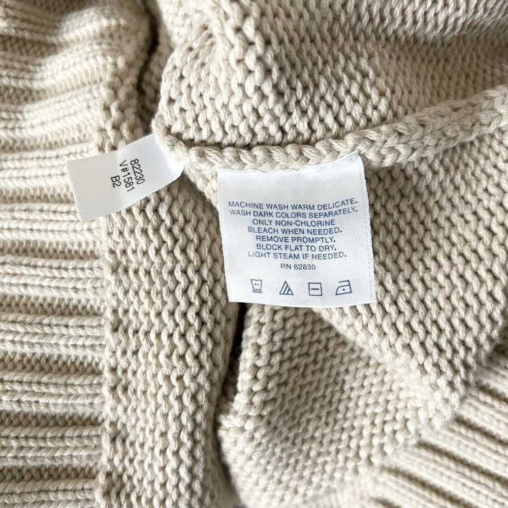 Lands End Sweater 100% Cotton Beige American Flag Intarsia Knit Size Medium - Picture 6 of 6